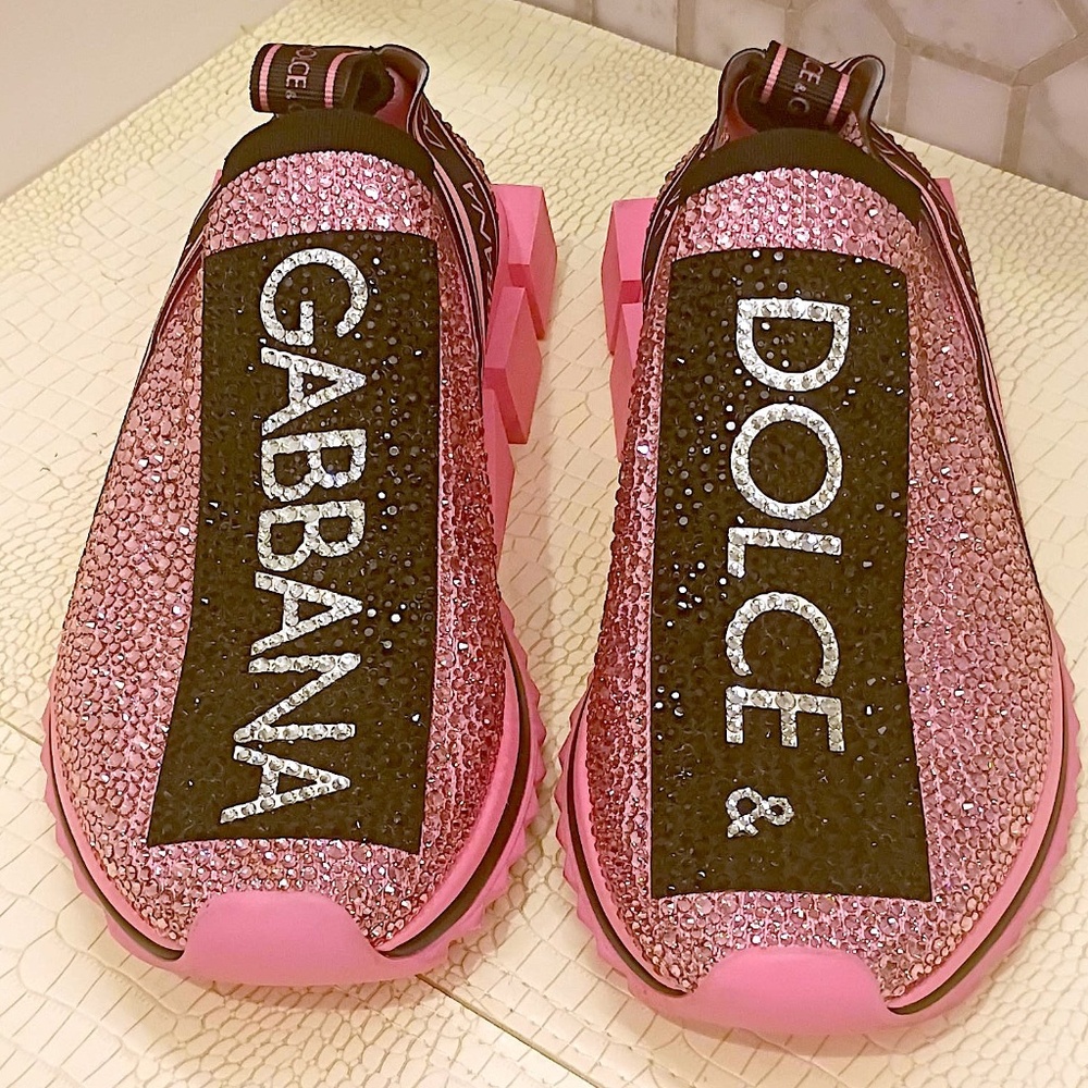 Dolce & Gabbana Dolce & Gabbana Sorrento Melt Pink Crystals Slip on Sneakers 39